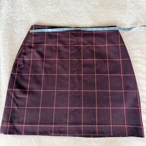 NWOT CeCe Burgundy and Pink Grid Mini Skirt